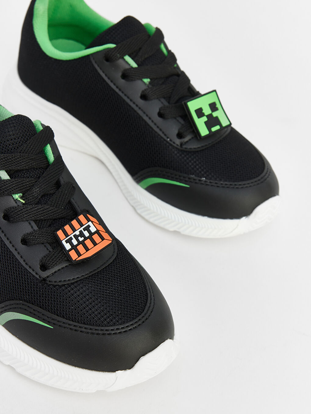 Siyah Minecraft Baskılı Erkek Çocuk Spor Ayakkabı-1