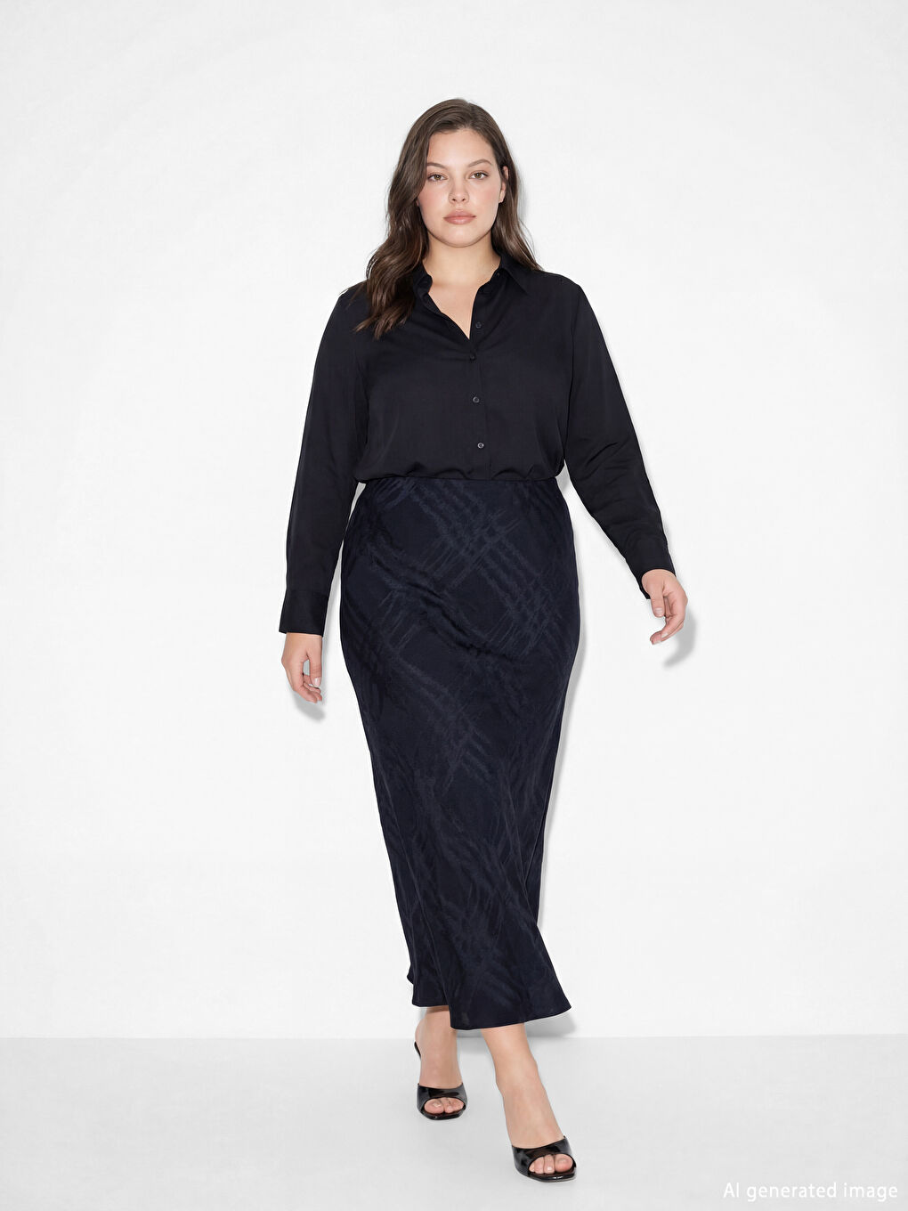 Siyah Beli Lastikli Desenli Saten Etek-2