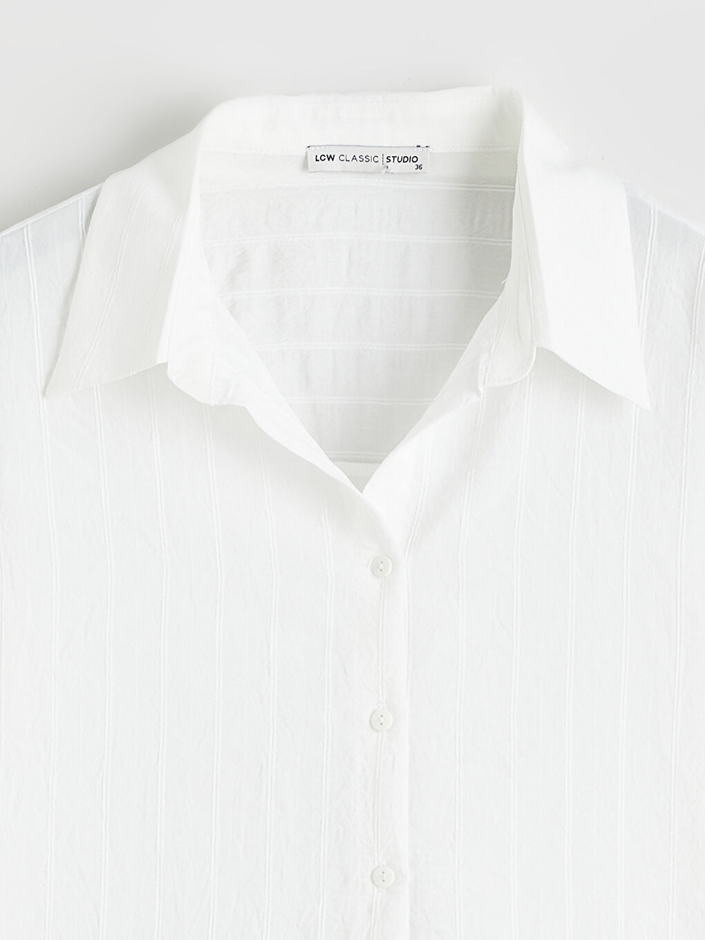 Beyaz Çizgili Kadın Gömlek-5