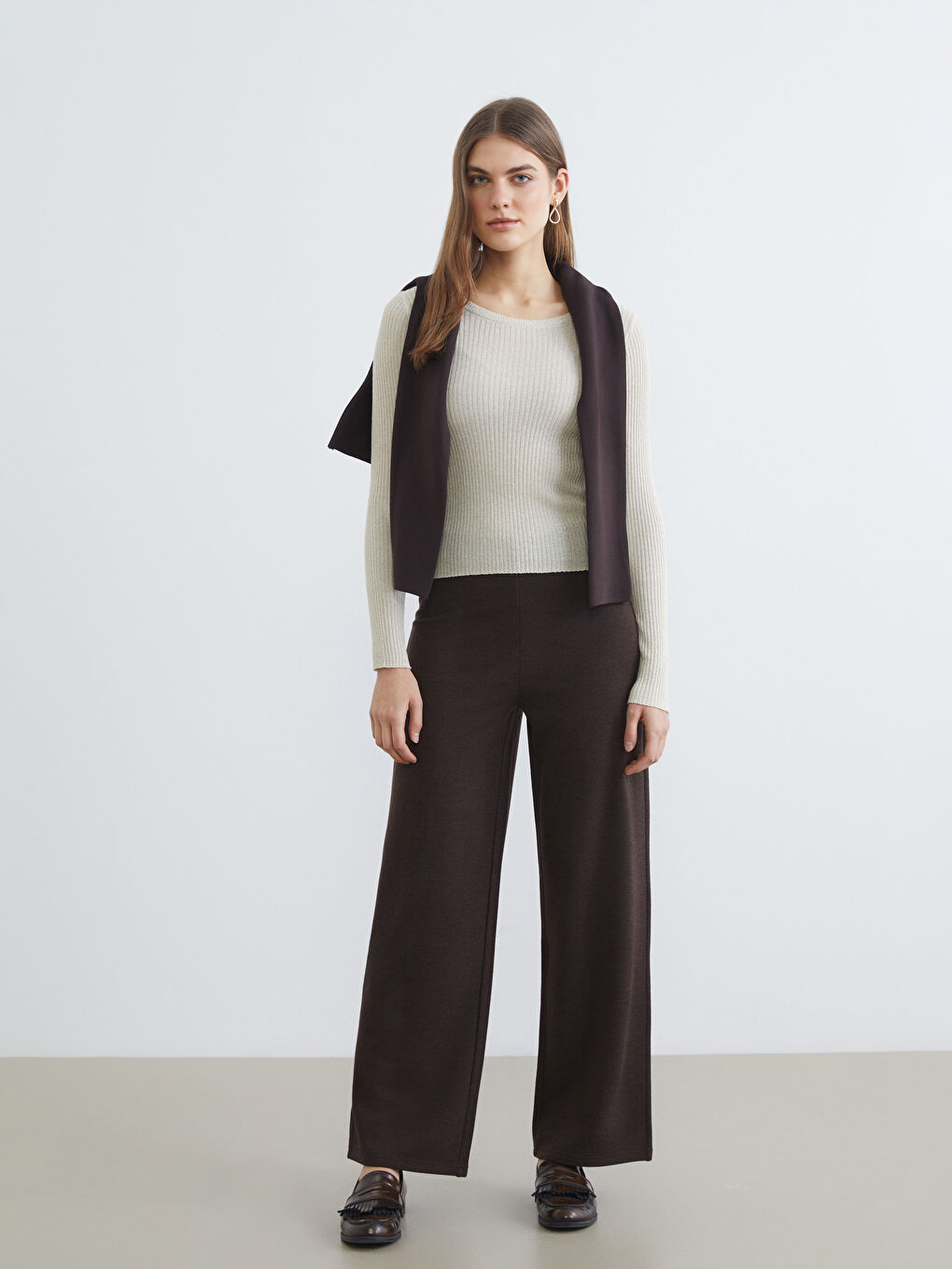 Elasticated Waist Wide Leg Women's Trousers