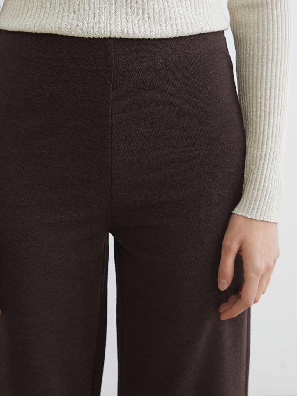 Elasticated Waist Wide Leg Women's Trousers-2