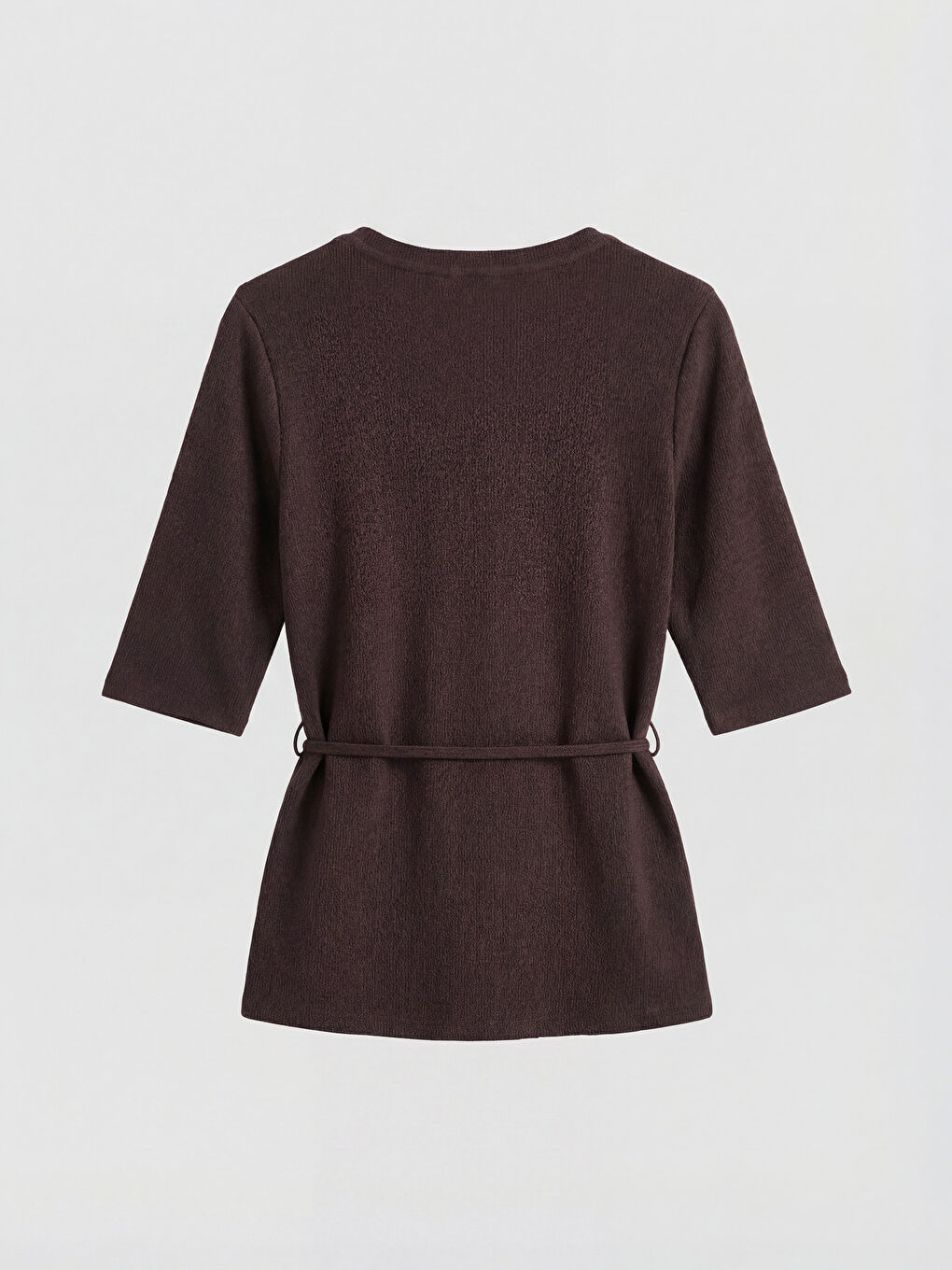 Crew Neck Sash Waist Blouse-5