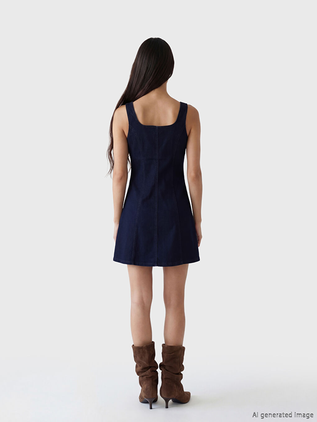 Жена Индиго Рокля от дънков плат-2