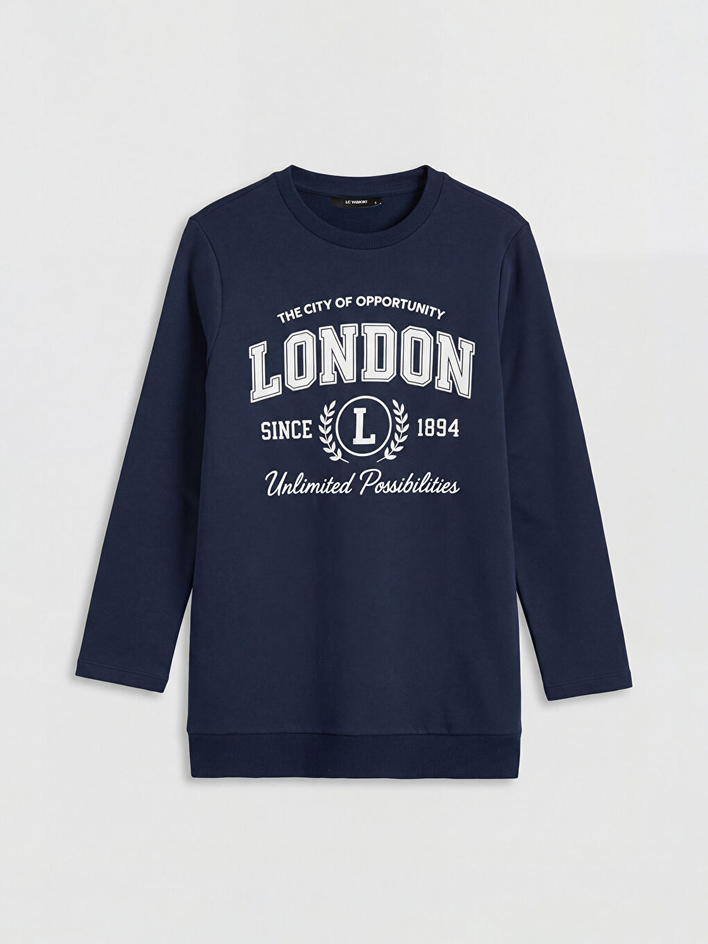 Lacivert London Baskılı Kadın Sweatshirt Tunik