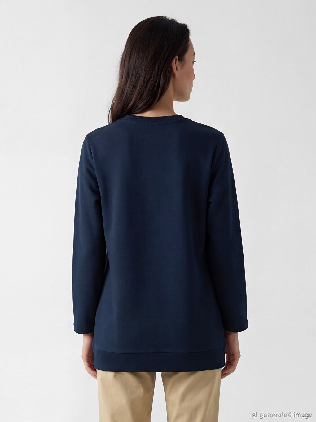 Lacivert London Baskılı Kadın Sweatshirt Tunik-2