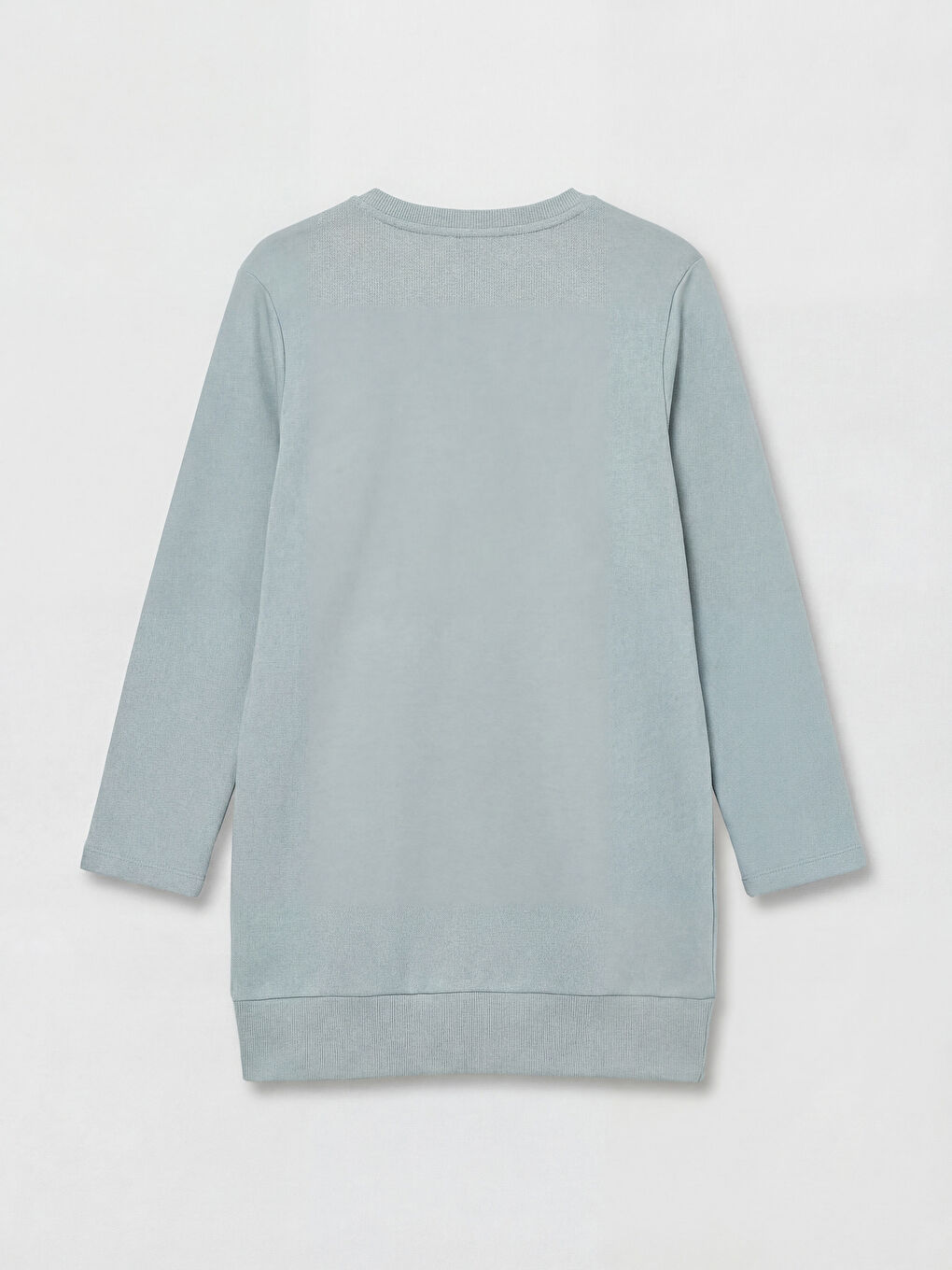 Gri Bisiklet Yaka Baskılı Kadın Sweatshirt Tunik-1