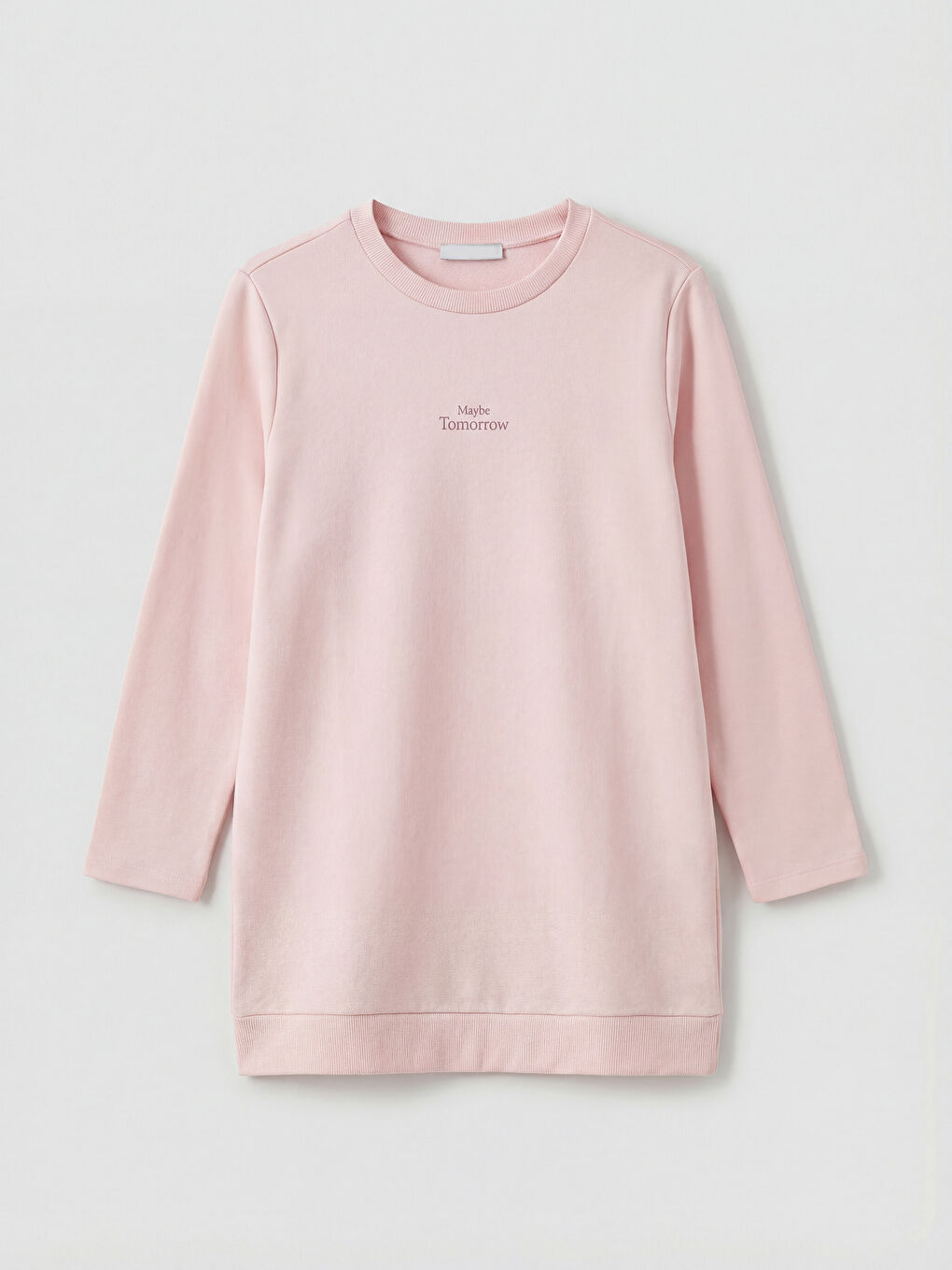 Pembe Bisiklet Yaka Kadın Sweatshirt Tunik-4