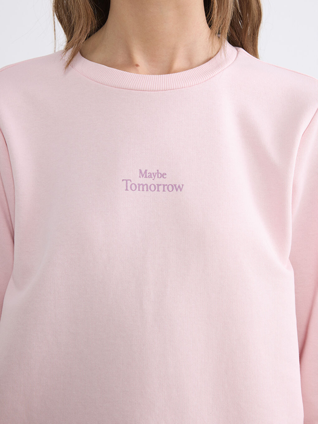 Pembe Bisiklet Yaka Kadın Sweatshirt Tunik-2