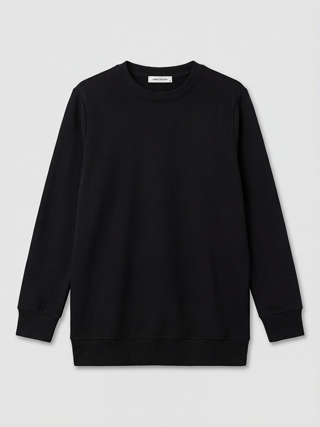 Siyah Bisiklet Yaka Kadın Sweatshirt Tunik