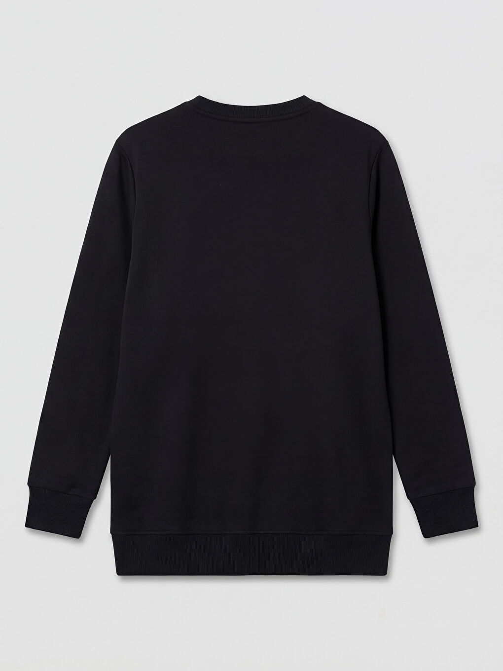 Siyah Bisiklet Yaka Kadın Sweatshirt Tunik-1