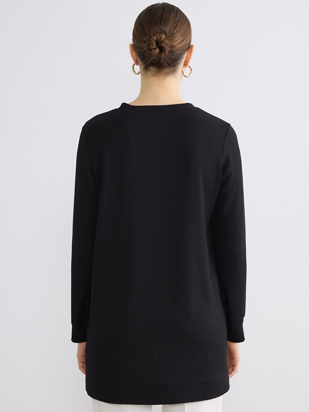 Siyah Bisiklet Yaka Dokulu Kadın Tunik	-3