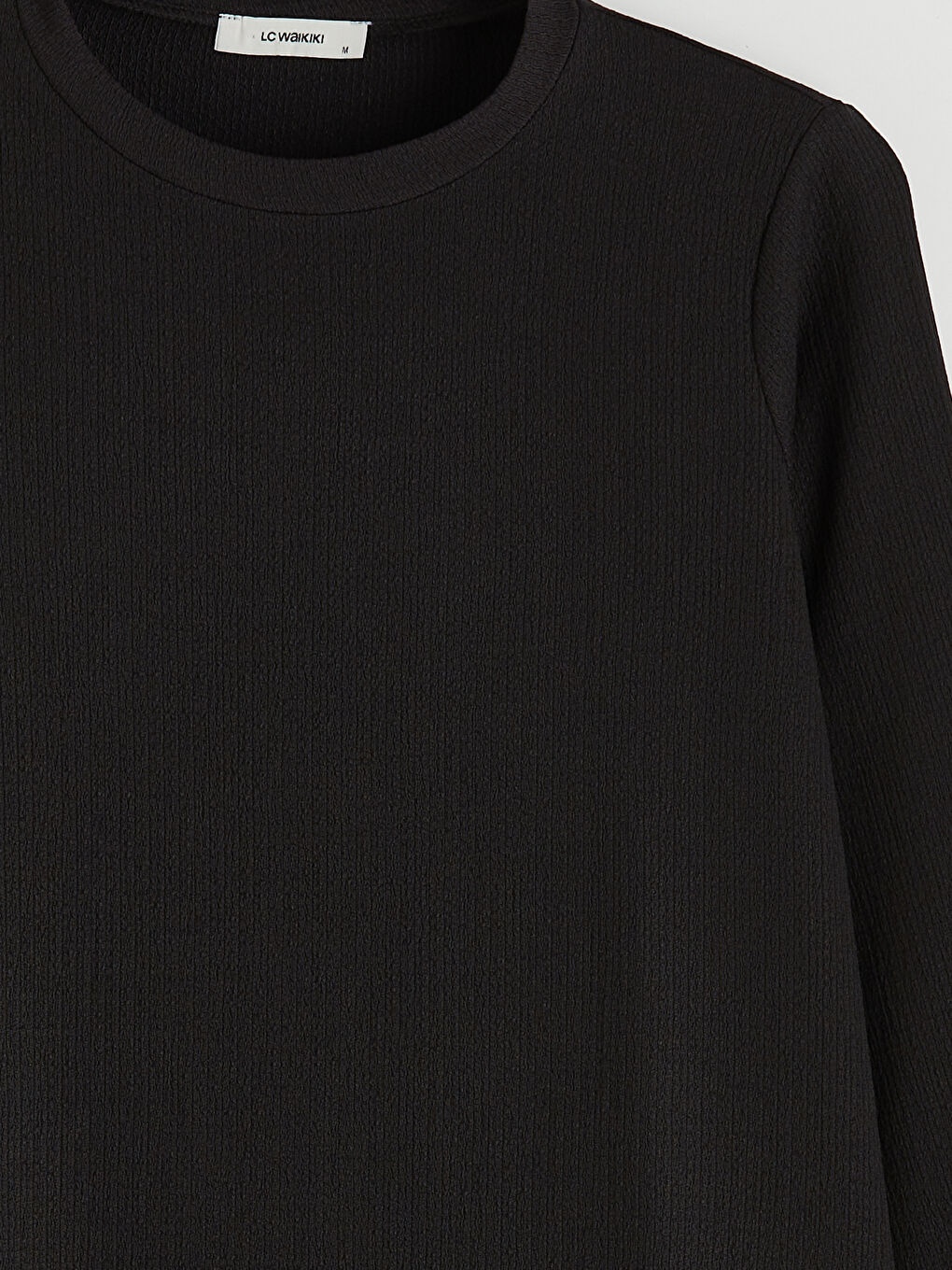 Siyah Bisiklet Yaka Dokulu Kadın Tunik	-1