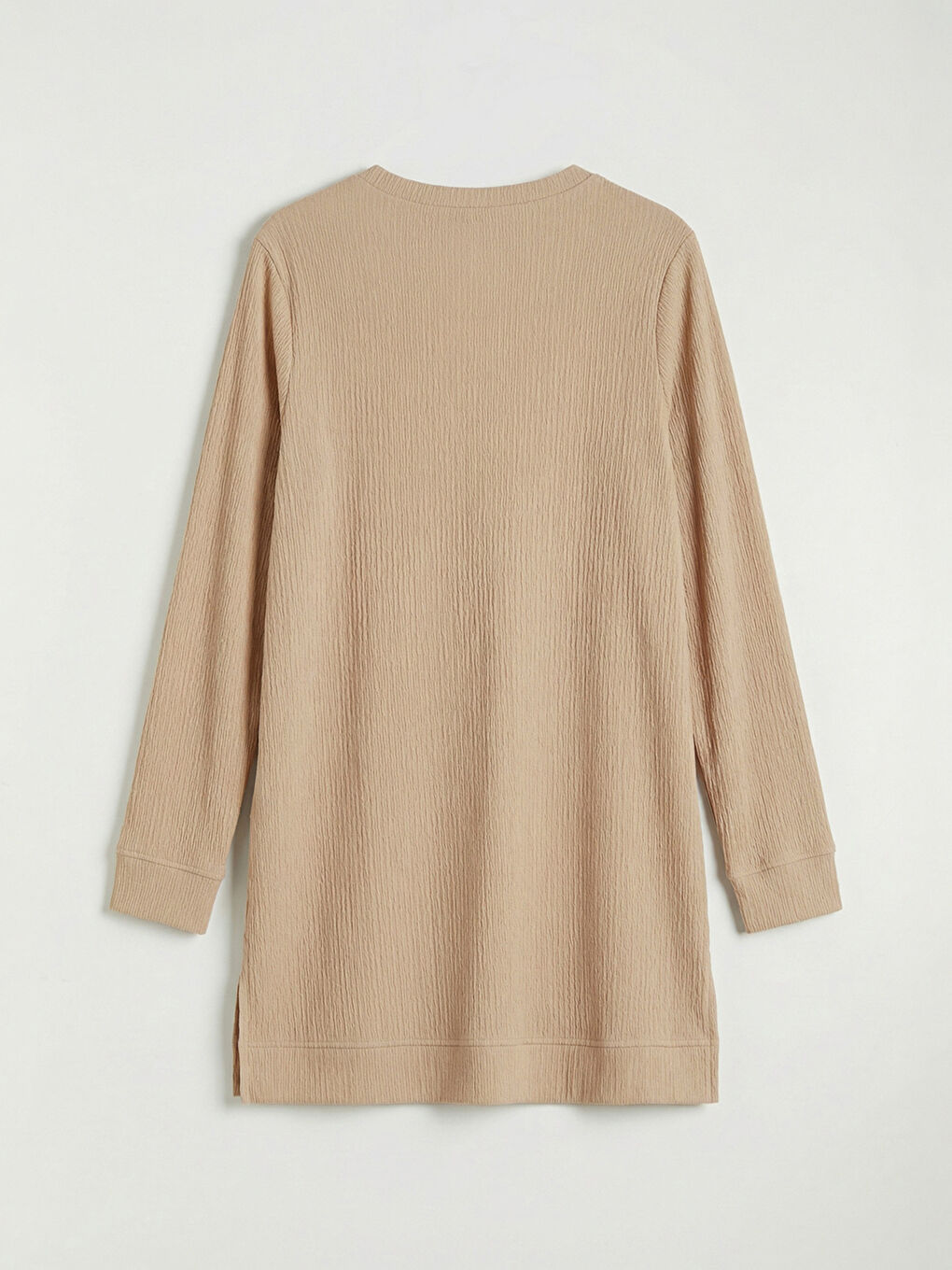 Bej Bisiklet Yaka Dokulu Kadın Tunik	-5