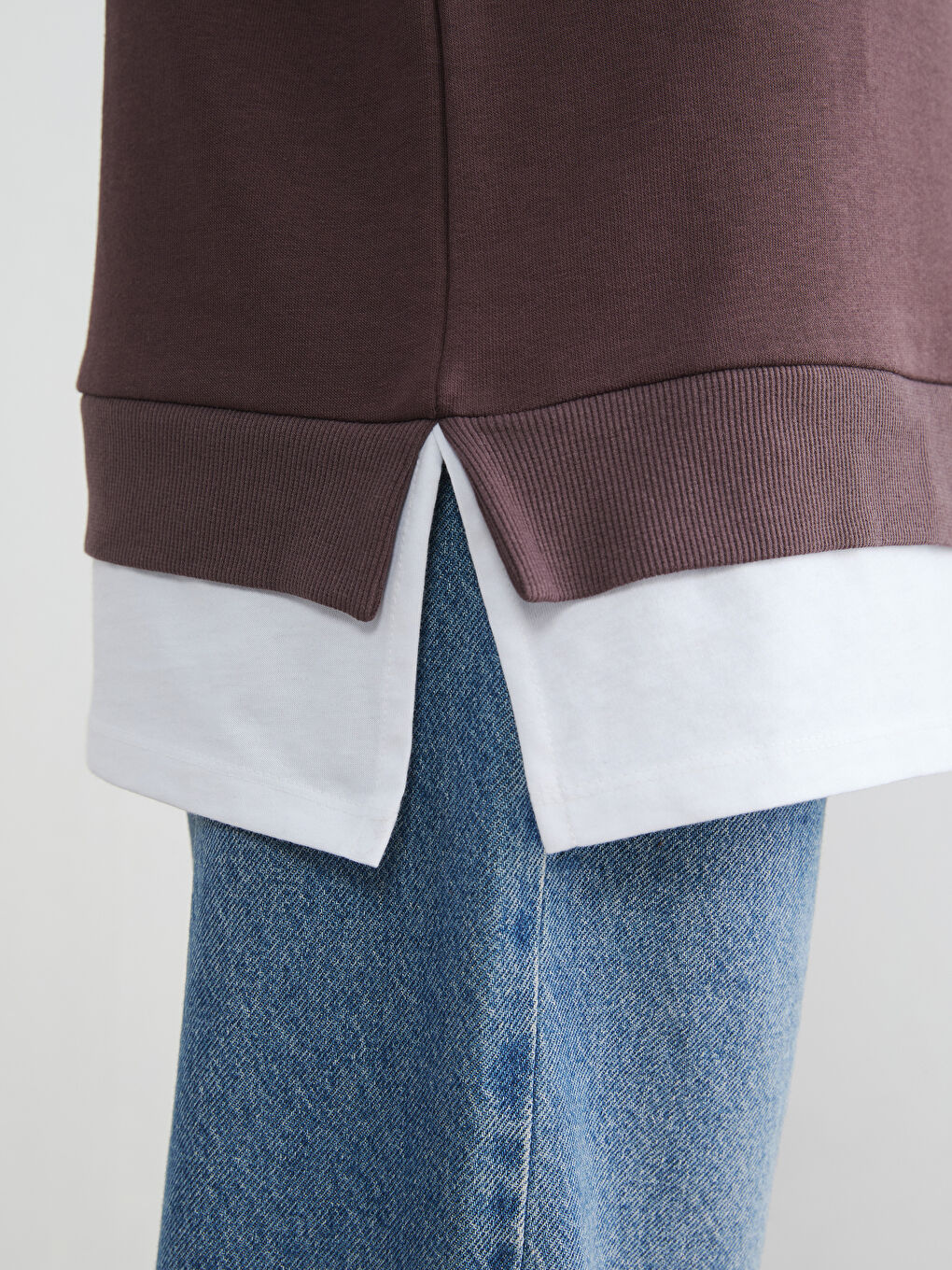 Kahverengi Bisiklet Yaka Kadın Sweatshirt Tunik-2