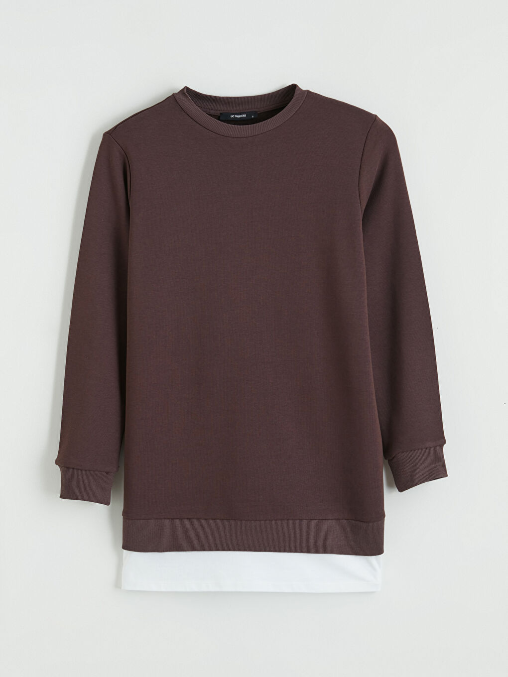 Kahverengi Bisiklet Yaka Kadın Sweatshirt Tunik-4