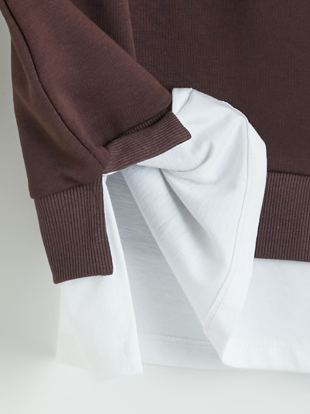 Kahverengi Bisiklet Yaka Kadın Sweatshirt Tunik-6