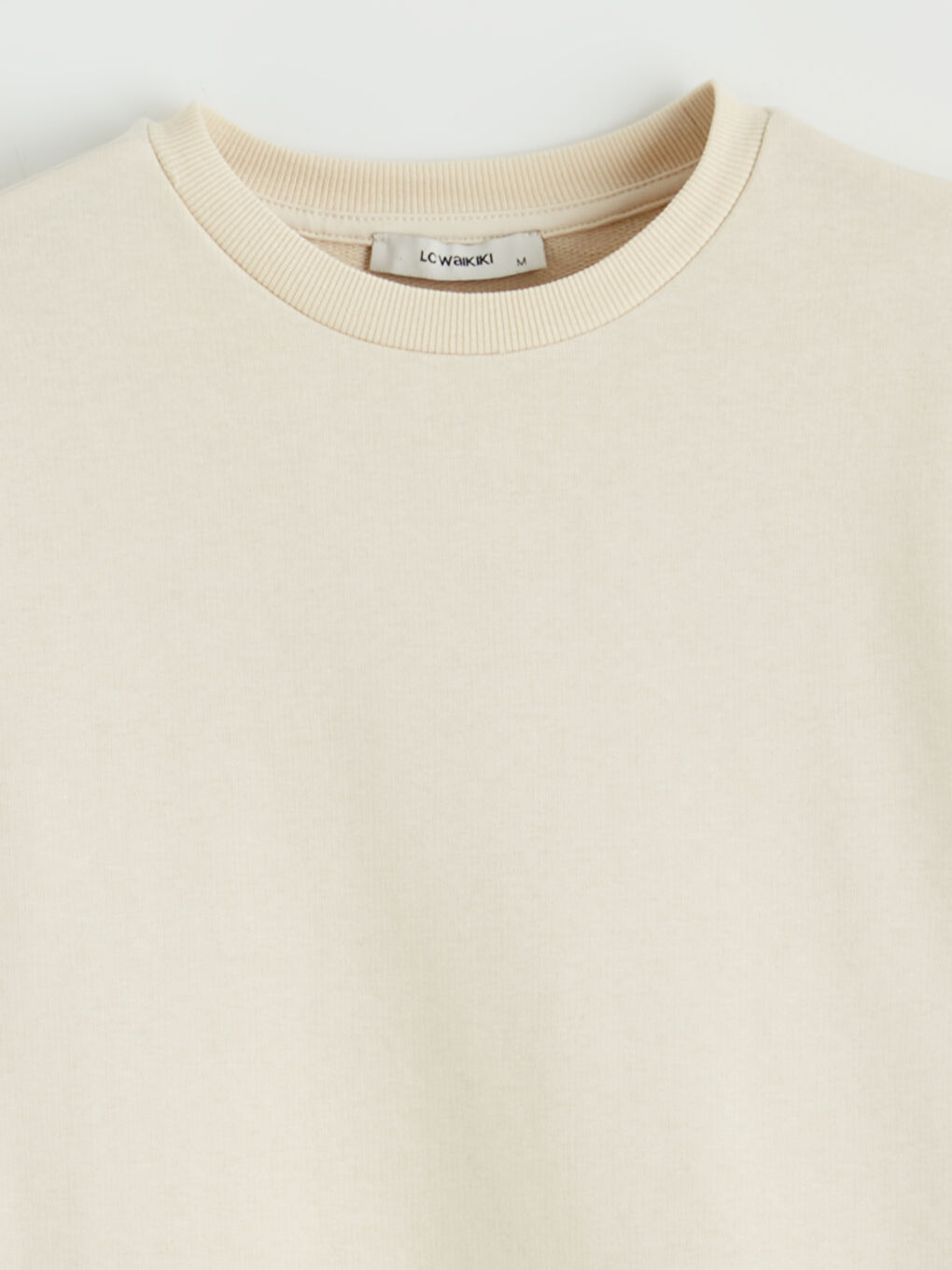 Bej Bisiklet Yaka Kadın Sweatshirt Tunik-5