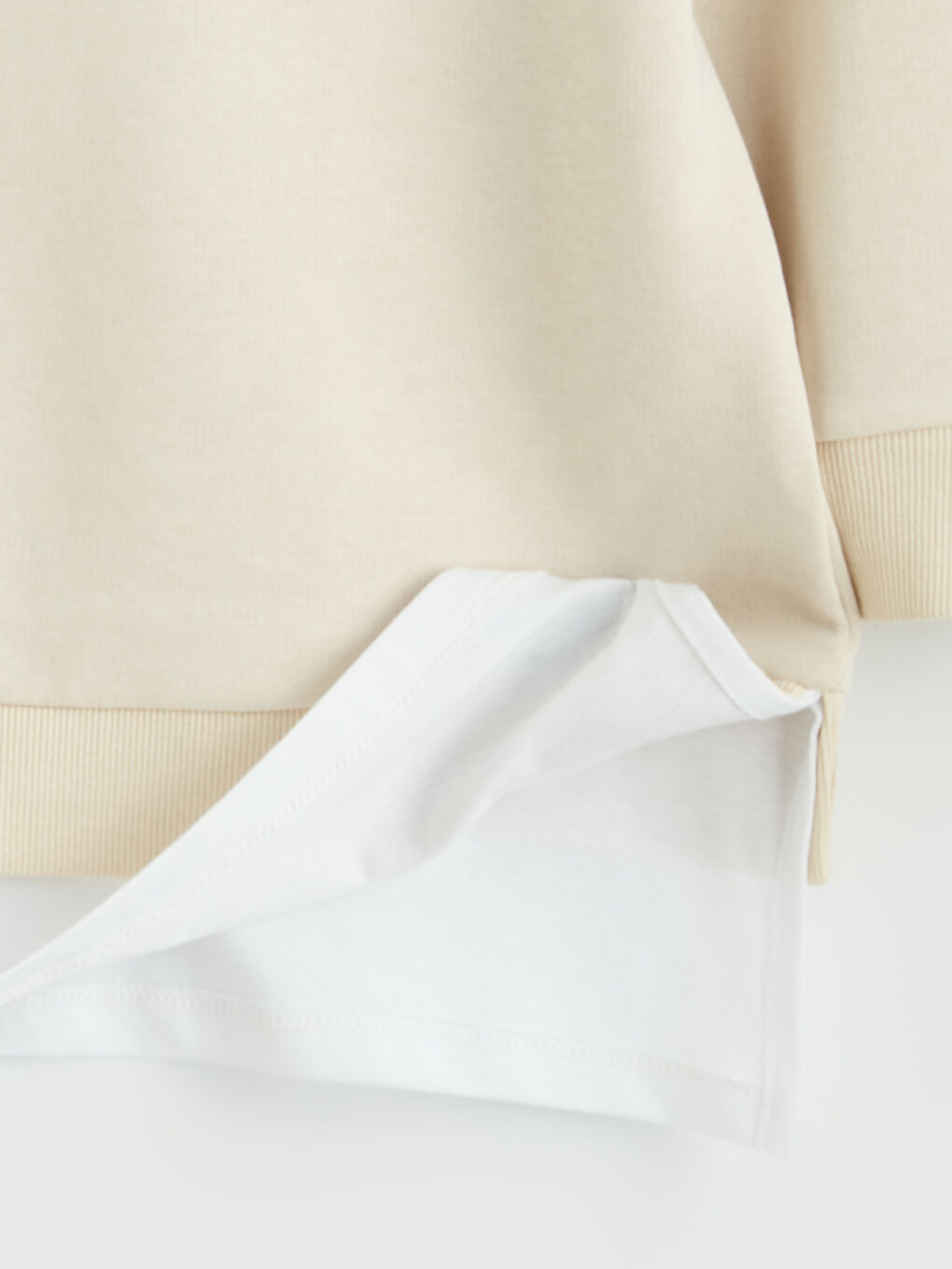 Bej Bisiklet Yaka Kadın Sweatshirt Tunik-6