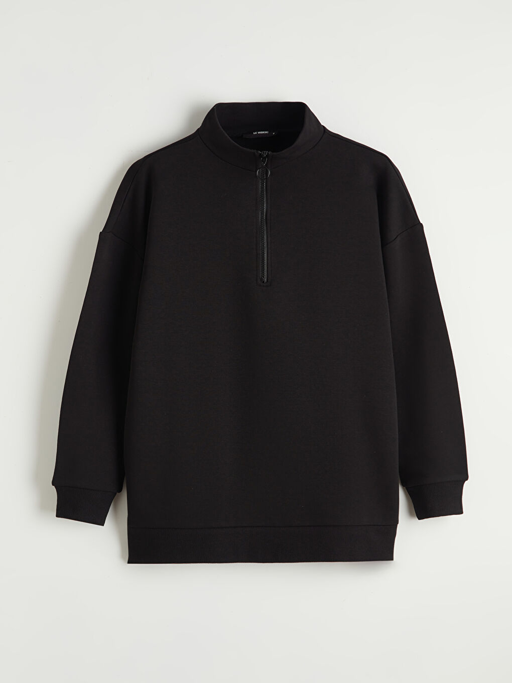 Siyah Dik Yaka Kadın Sweatshirt Tunik