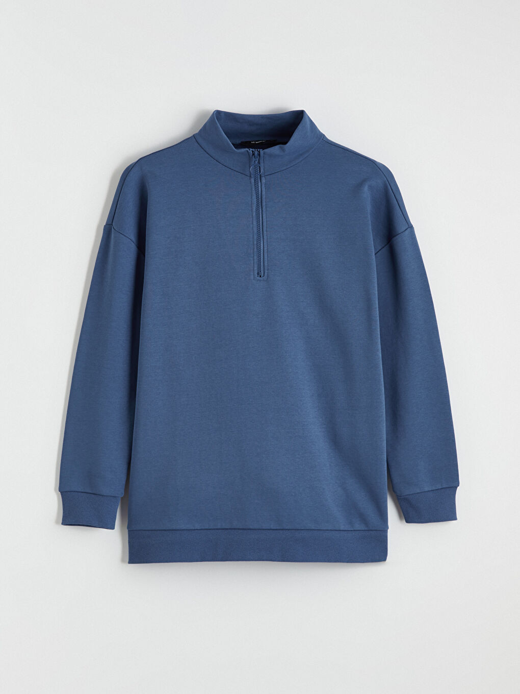 Mavi Dik Yaka Kadın Sweatshirt Tunik-5