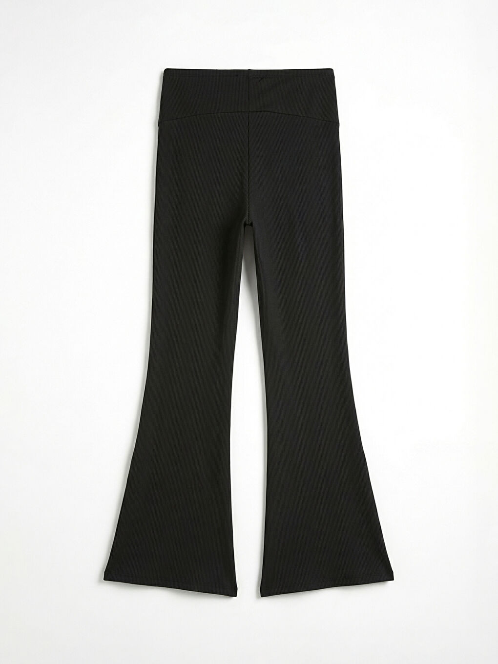 Siyah Yüksek Bel İspanyol Paça Kadın Tayt-1