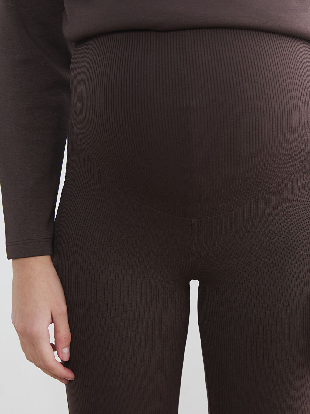 Kahverengi Karın Panelli İspanyol Paça Hamile Tayt-2