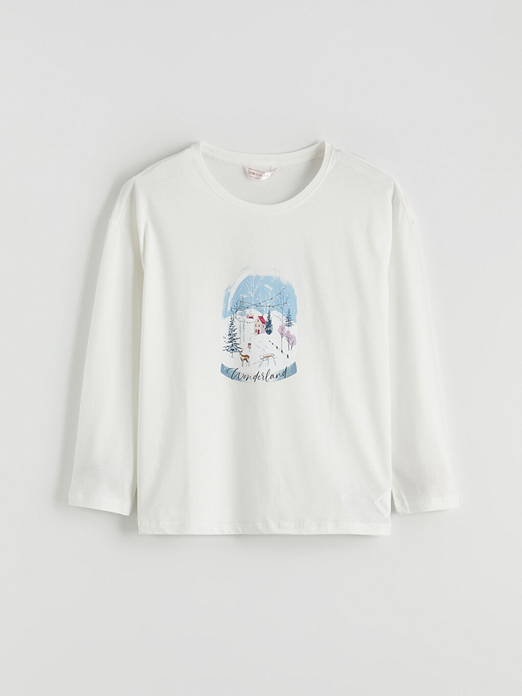 Ekru Bisiklet Yaka Yılbaşı Temalı Kadın Pijama Takımı-1