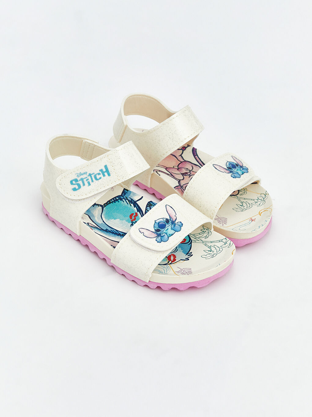 Ekru Lilo & Stitch Baskılı Kız Bebek Sandalet