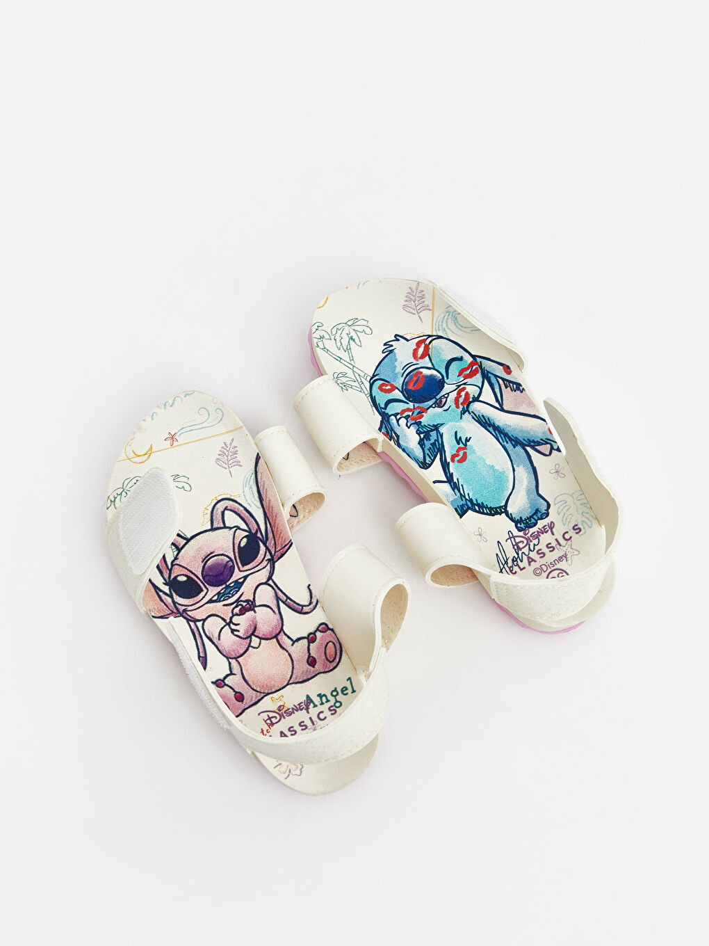 Ekru Lilo & Stitch Baskılı Kız Bebek Sandalet-4