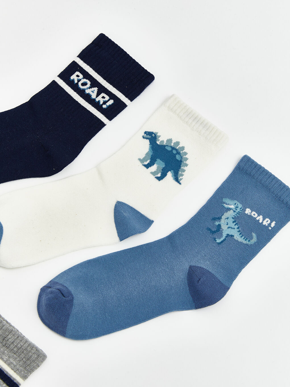Karışık Dinozor Desenli Erkek Çocuk Soket Çorap 5'li-1