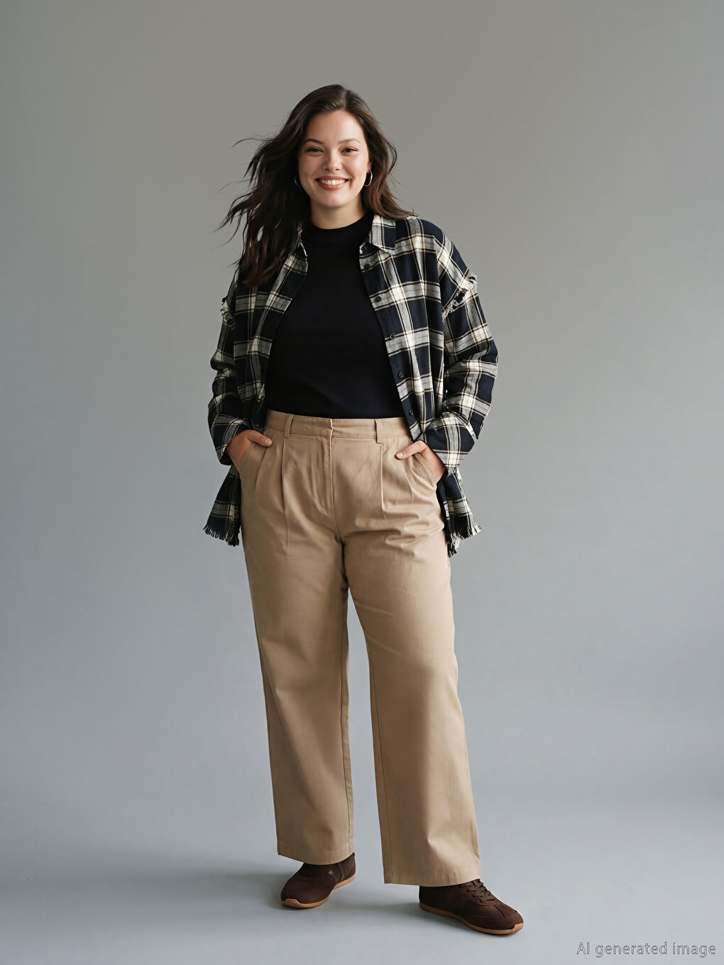 Loose Fit Pleated Women's Trousers