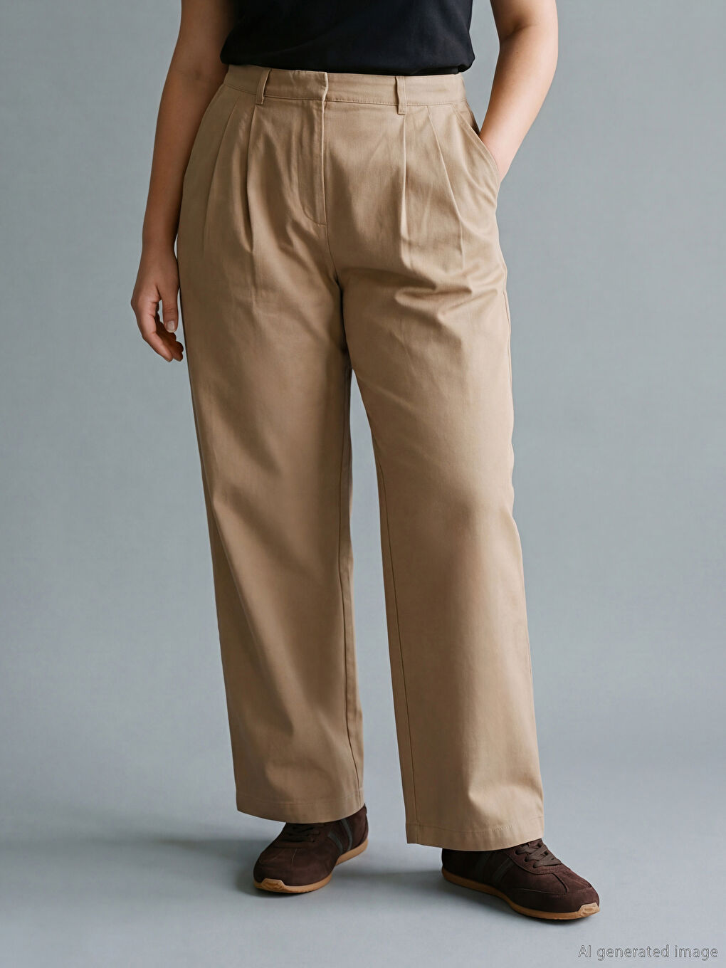 Loose Fit Pleated Women's Trousers-1