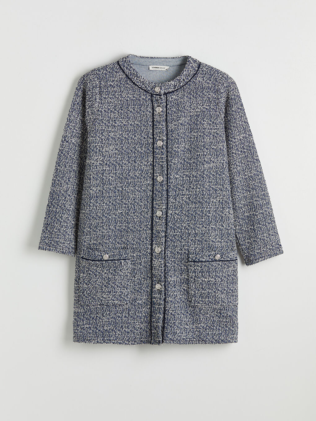 Lacivert Bisiklet Yaka Kadın Hırka