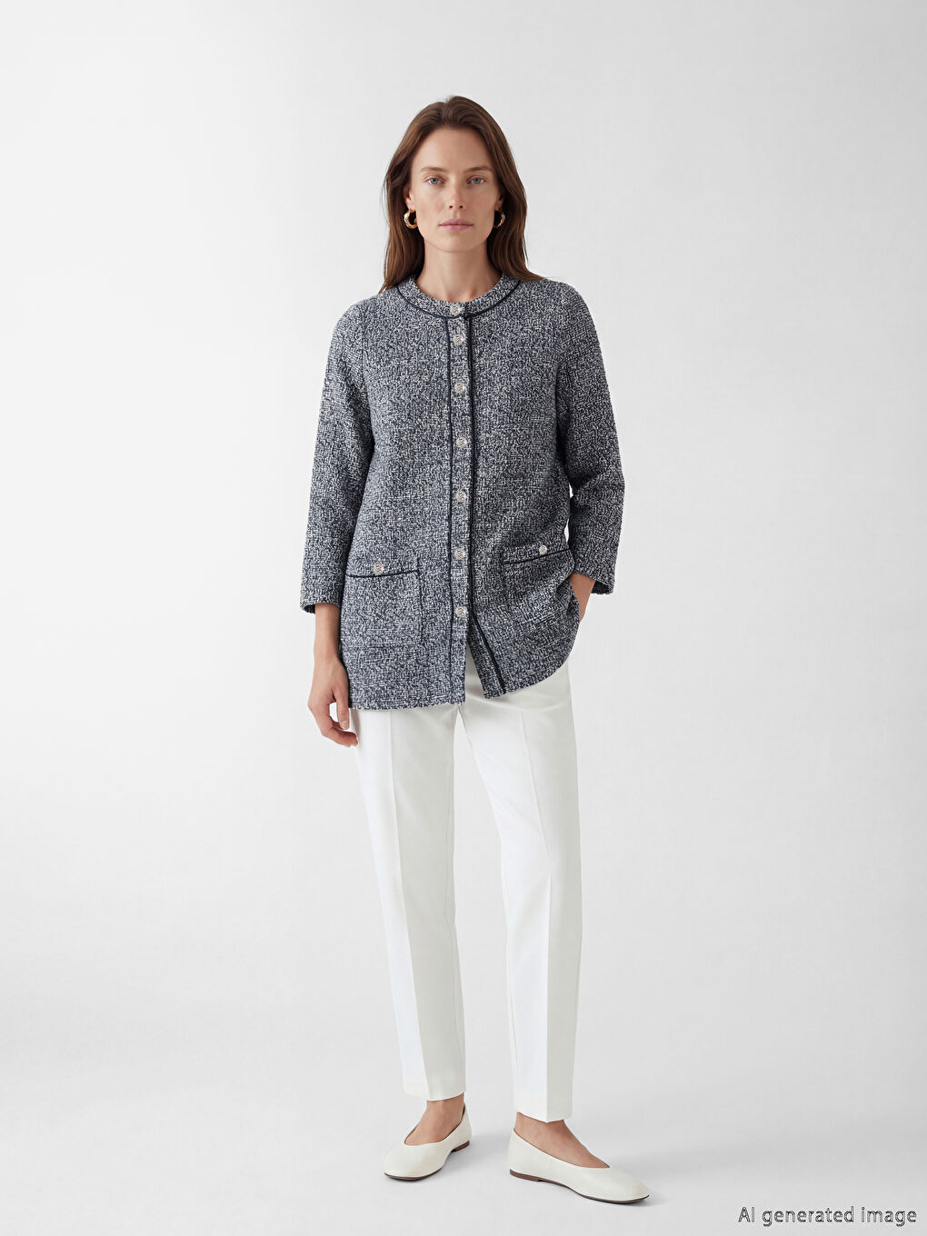 Lacivert Bisiklet Yaka Kadın Hırka-1