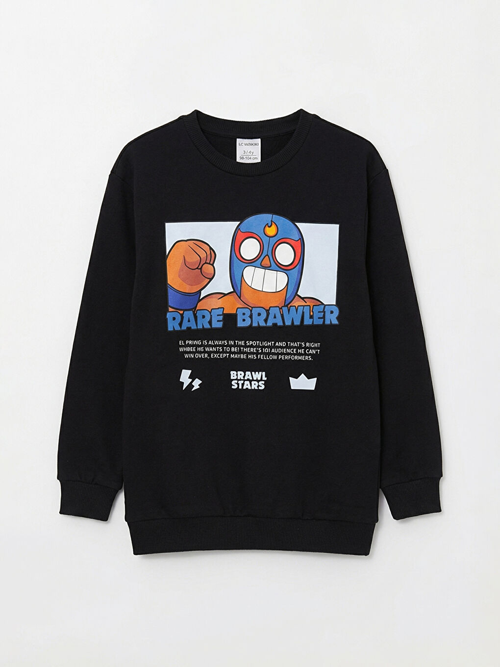 Siyah Bisiklet Yaka Brawl Stars Erkek Çocuk Sweatshirt