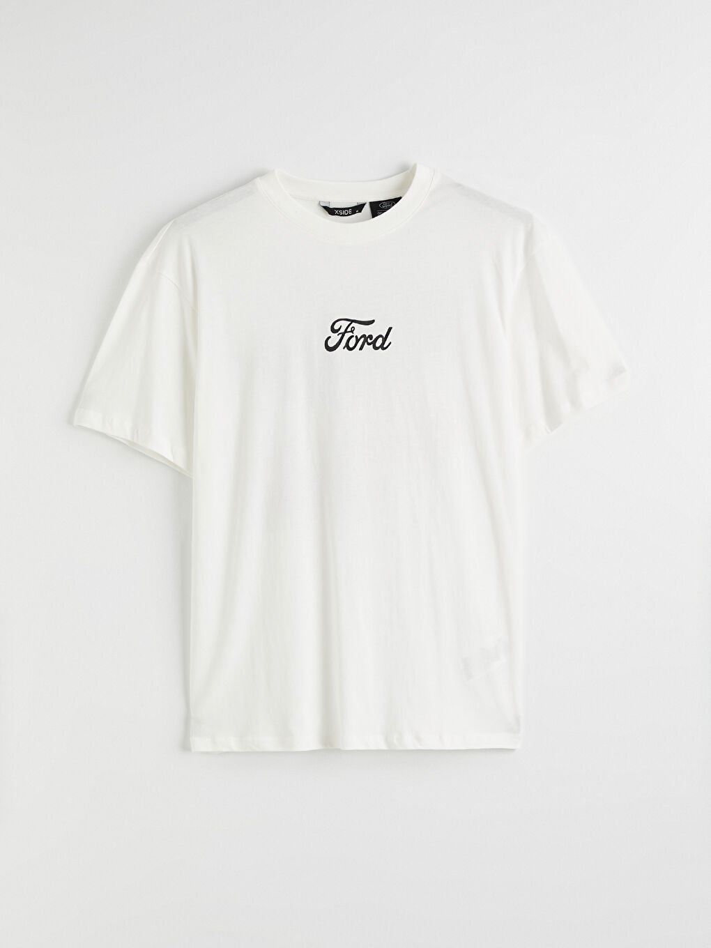 Ekru  Bisiklet Yaka Ford Baskılı Penye Erkek Tişört