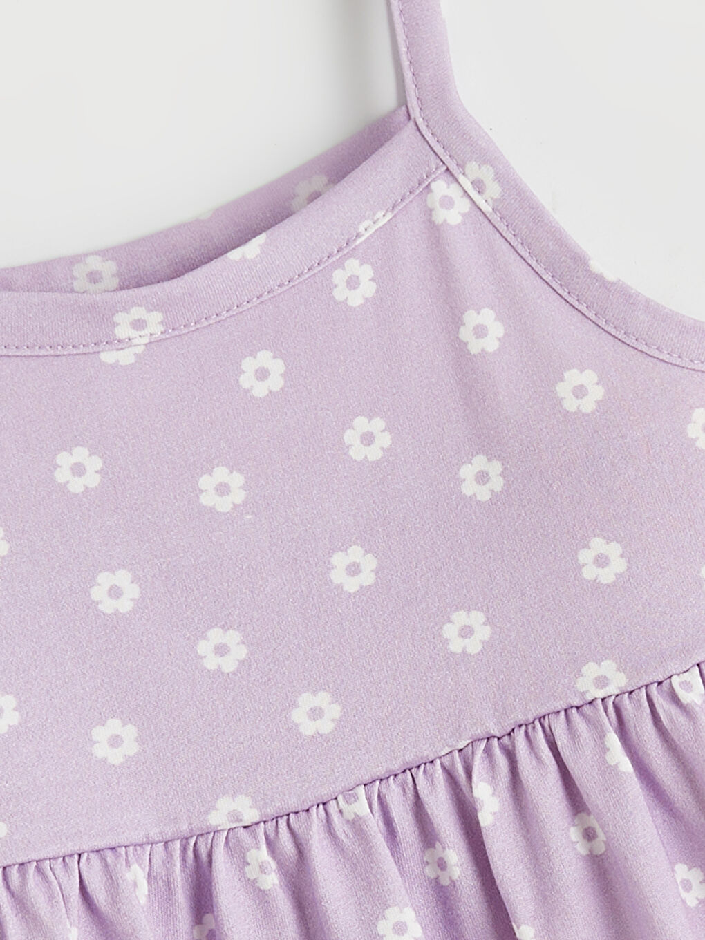 Lila Kare Yaka Kelebek Desenli Kız Çocuk Elbise-1