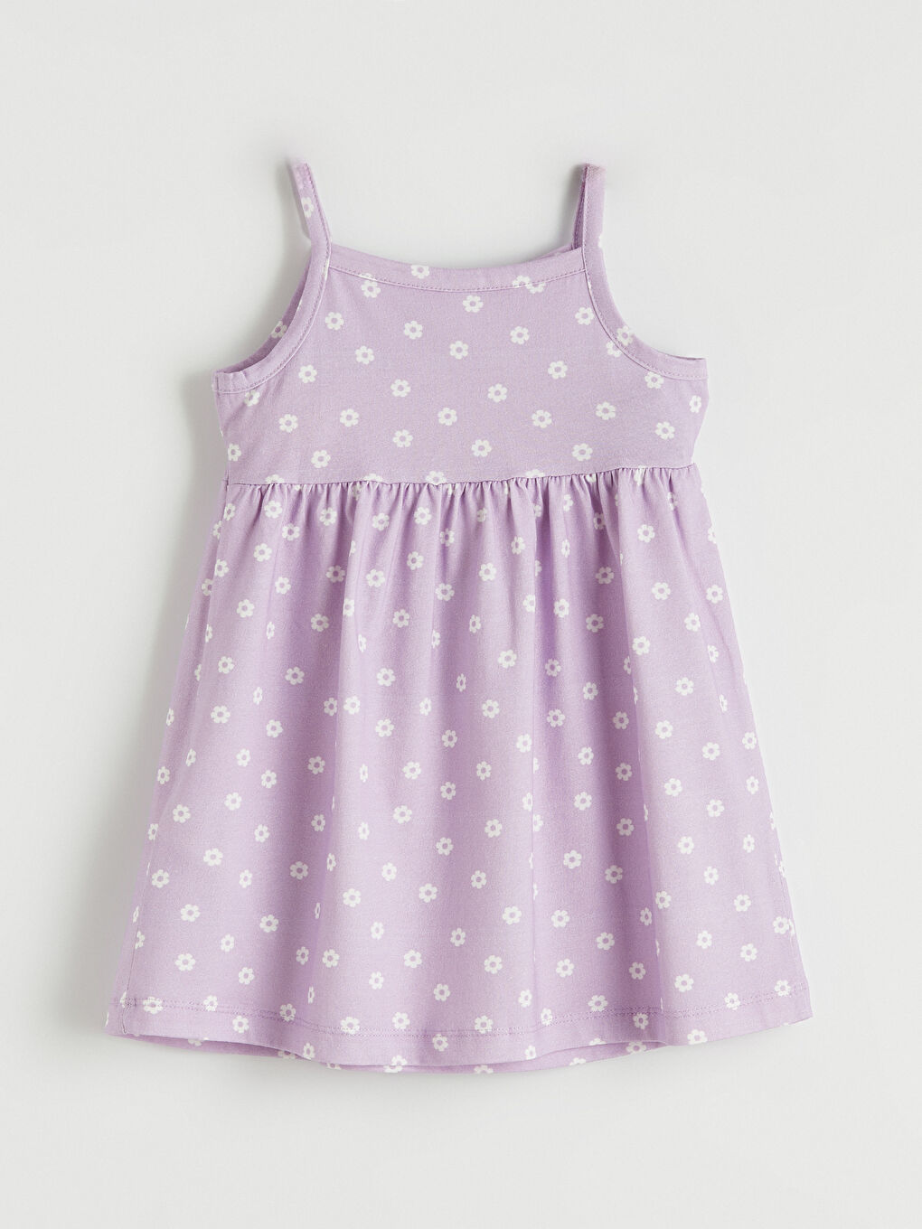 Lila Kare Yaka Kelebek Desenli Kız Çocuk Elbise-2