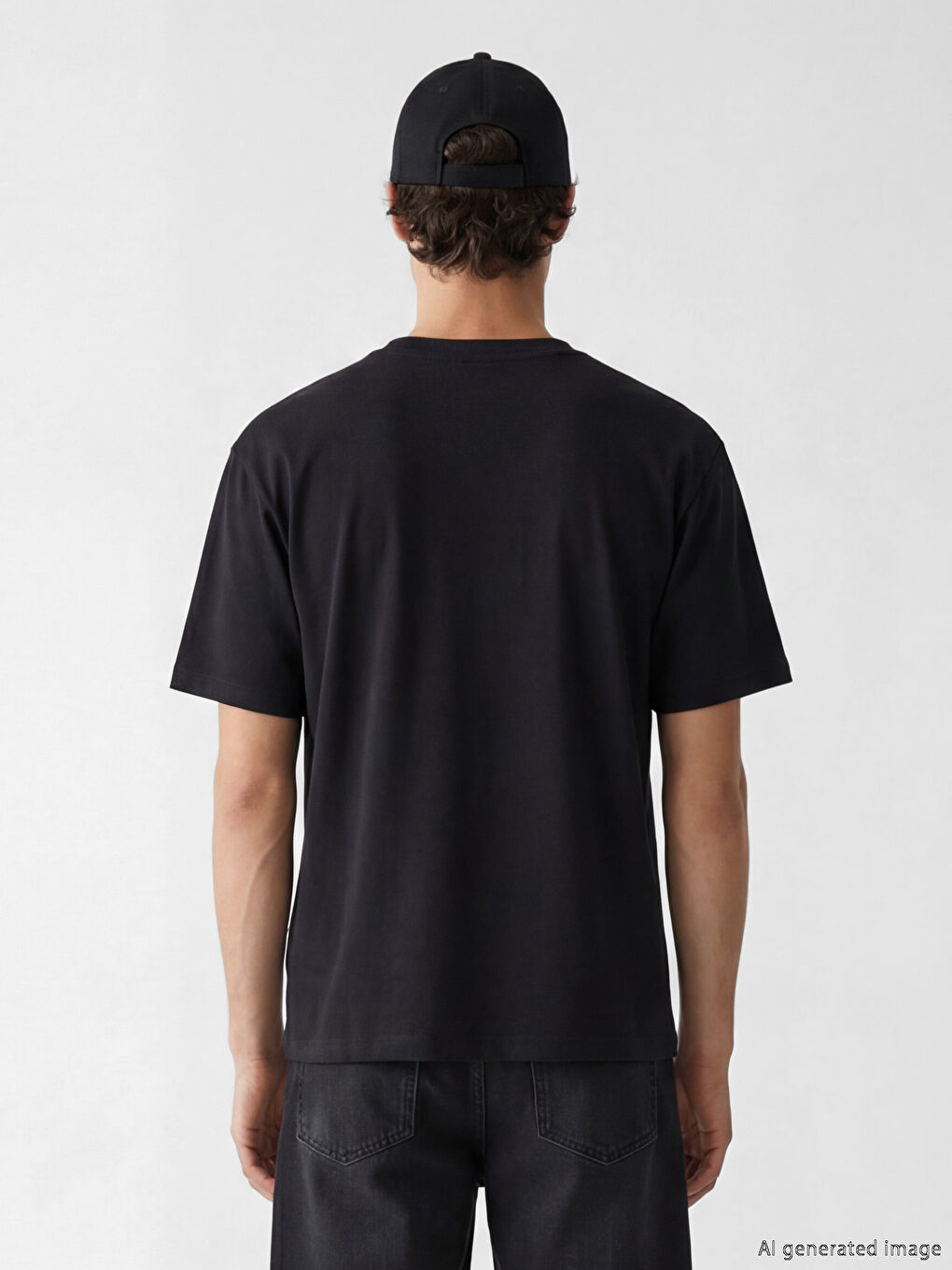 Siyah Ford Baskılı Bisiklet Yaka Erkek Tişört-2