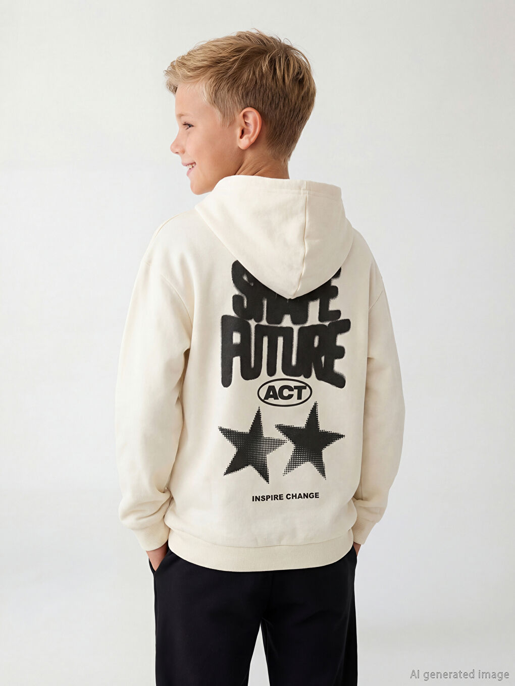 Свитшот с принтом для мальчиков с капюшоном-1