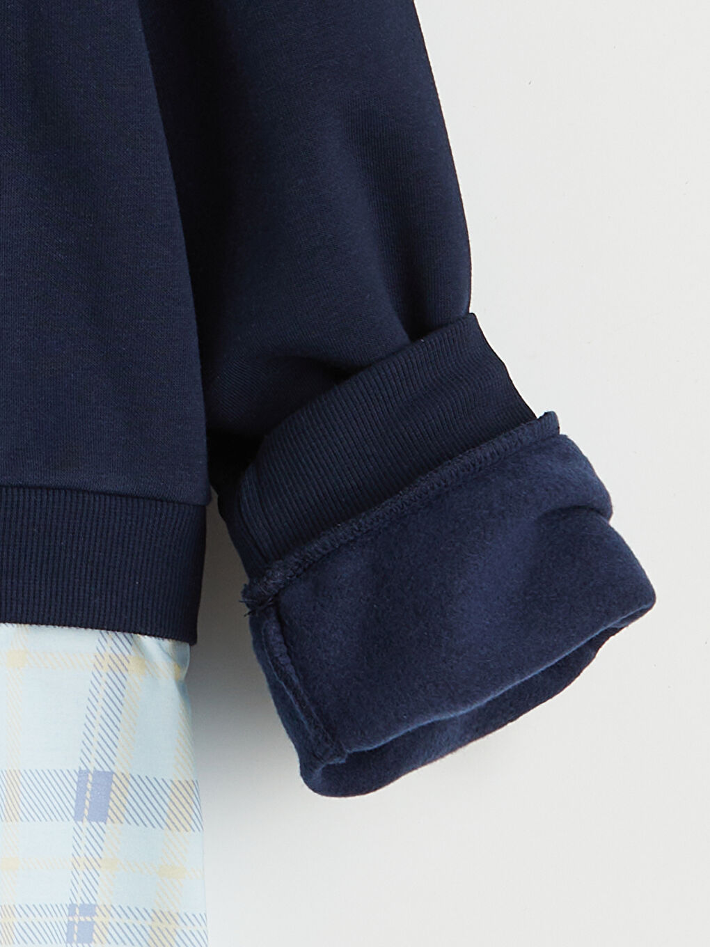 Lacivert Gömlek Görünümlü Kız Çocuk Kalın Sweatshirt-2