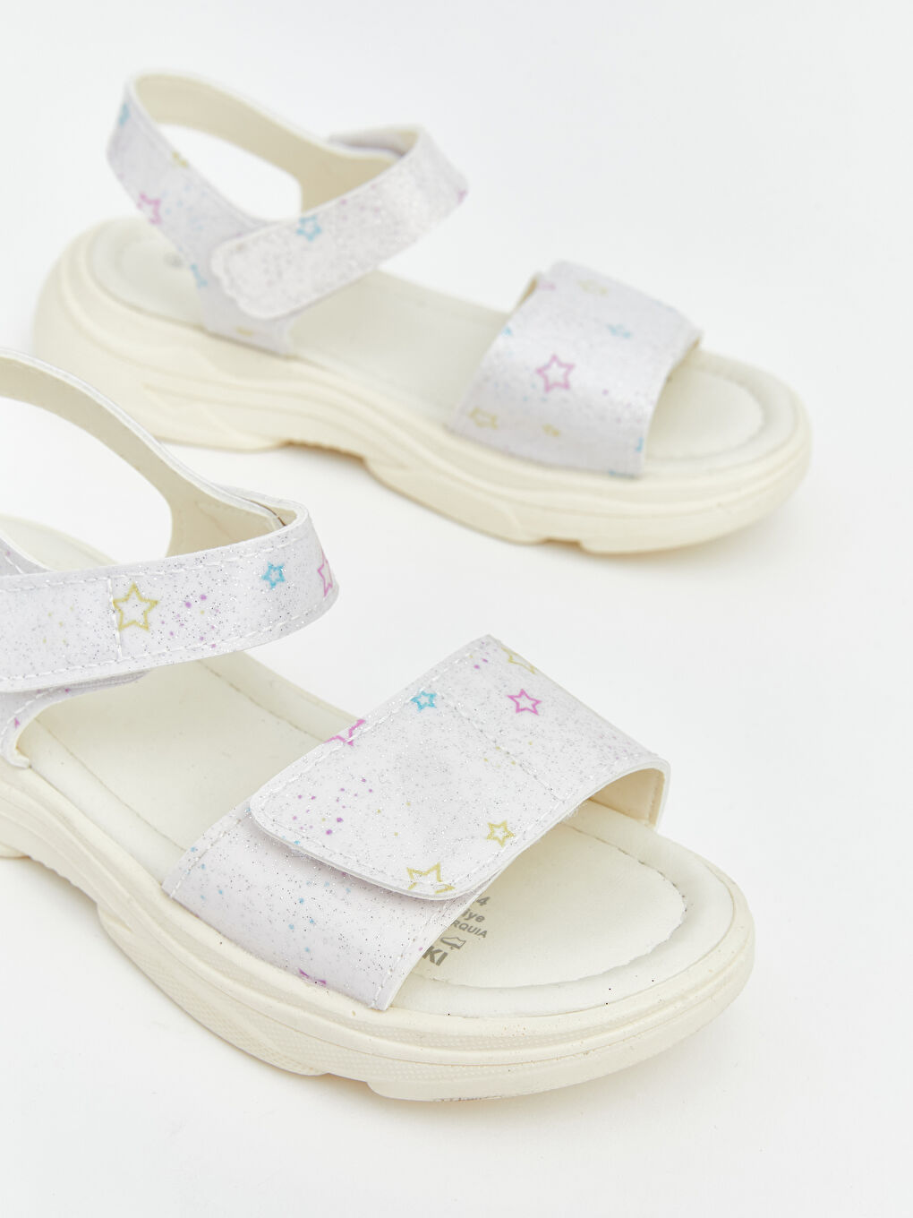 Beyaz Yıldız Desenli Kız Çocuk Sandalet-2