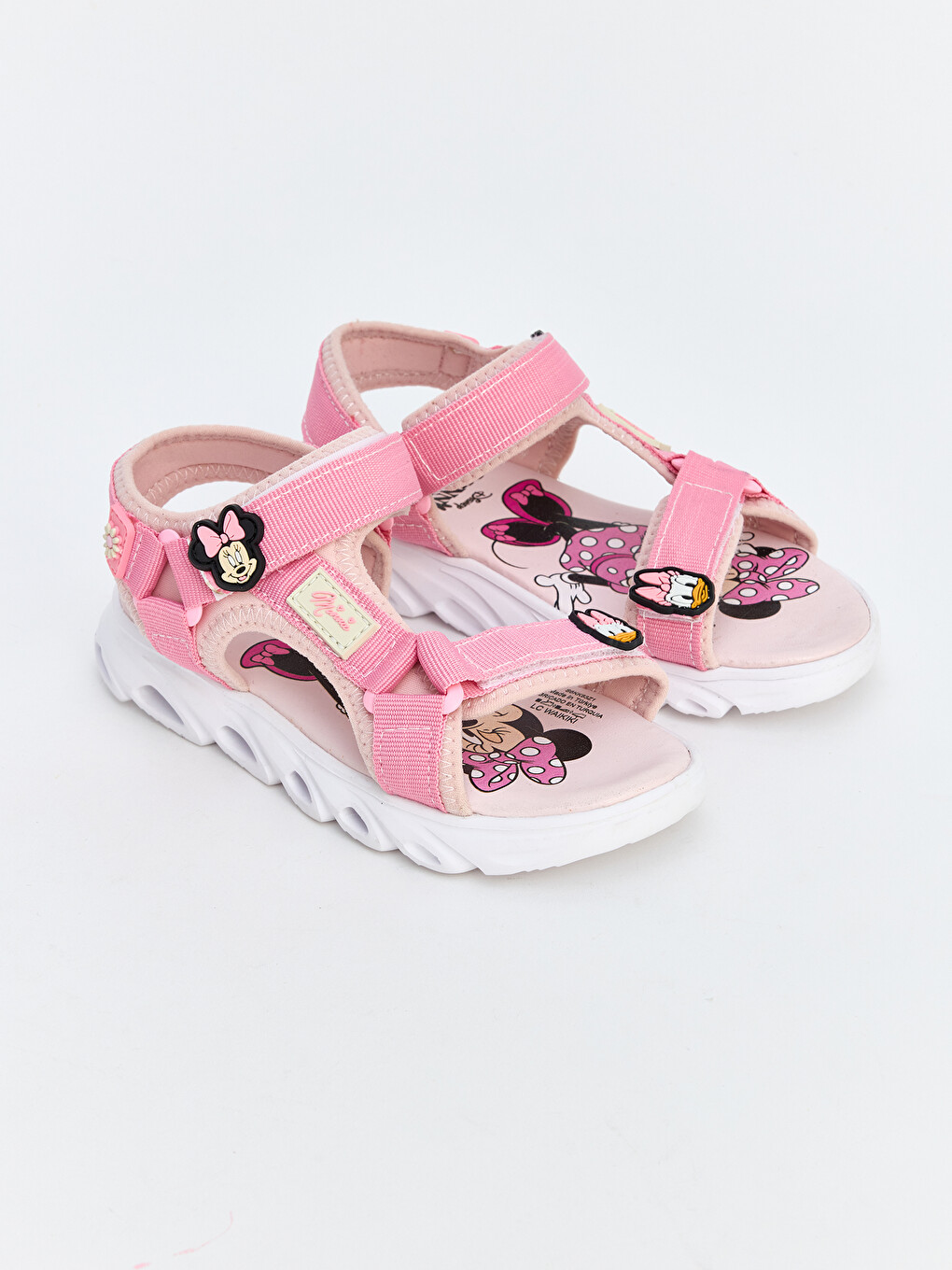 Pembe Minnie Mouse Baskılı Işıklı Kız Çocuk Sandalet-1