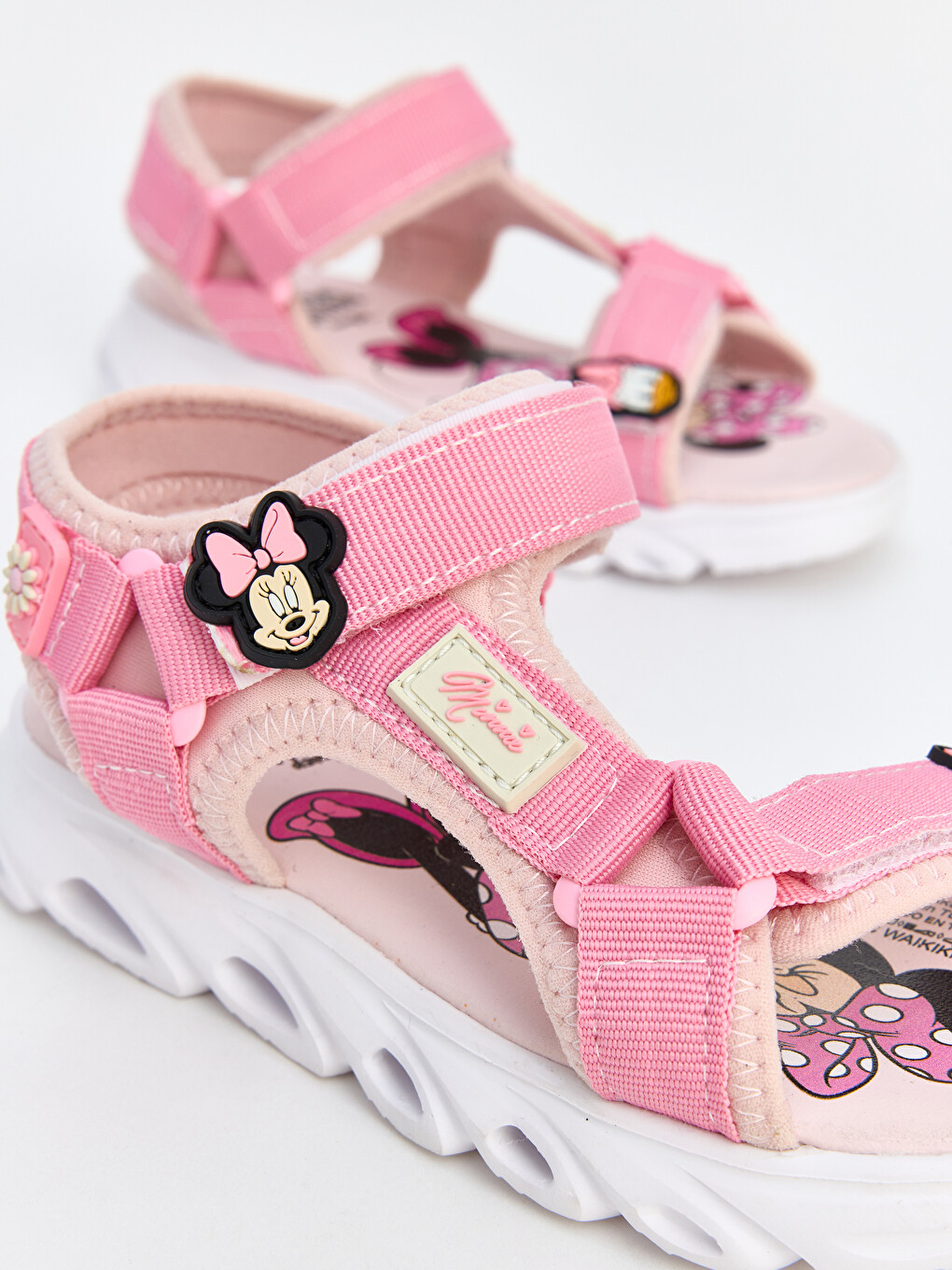 Pembe Minnie Mouse Baskılı Işıklı Kız Çocuk Sandalet-3