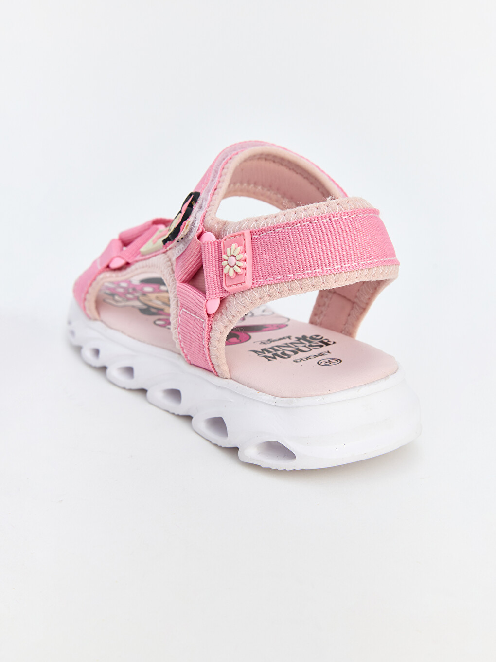 Pembe Minnie Mouse Baskılı Işıklı Kız Çocuk Sandalet-5