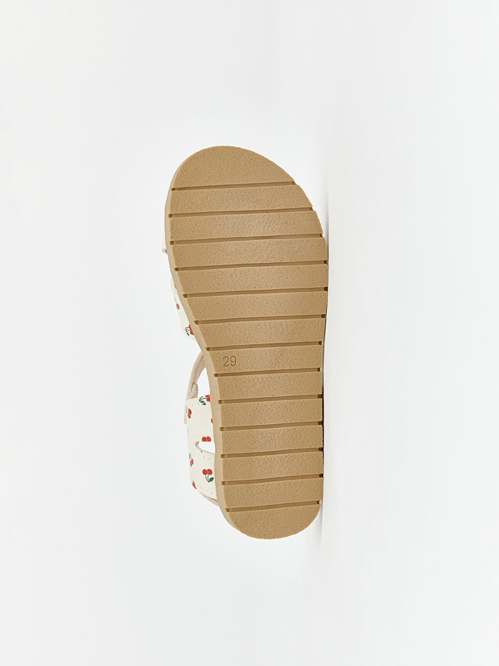 Bej Kiraz Baskılı Kız Bebek Sandalet-4