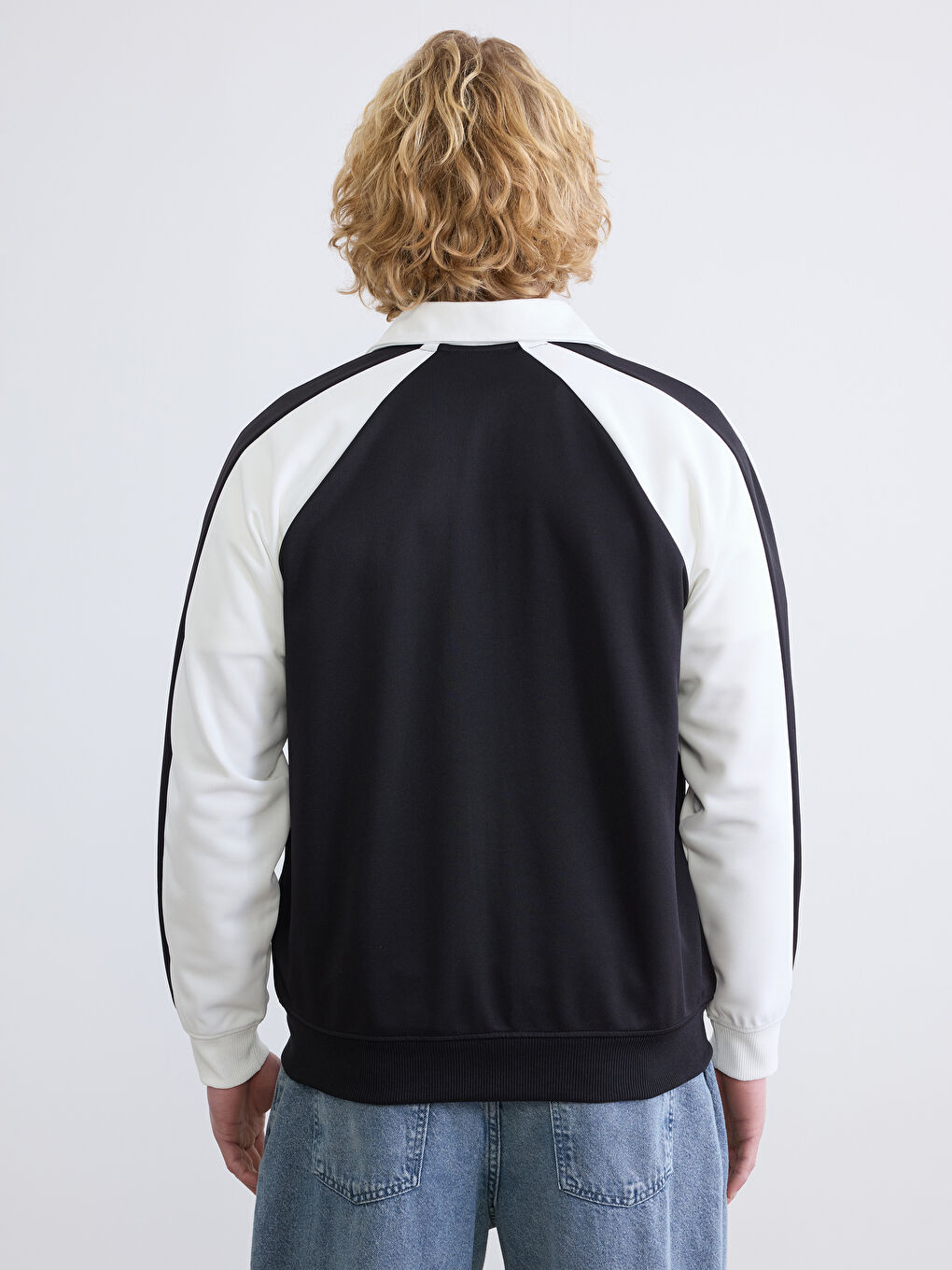 Siyah Loose Fit New York Baskılı Erkek Fermuarlı Sweatshirt-4