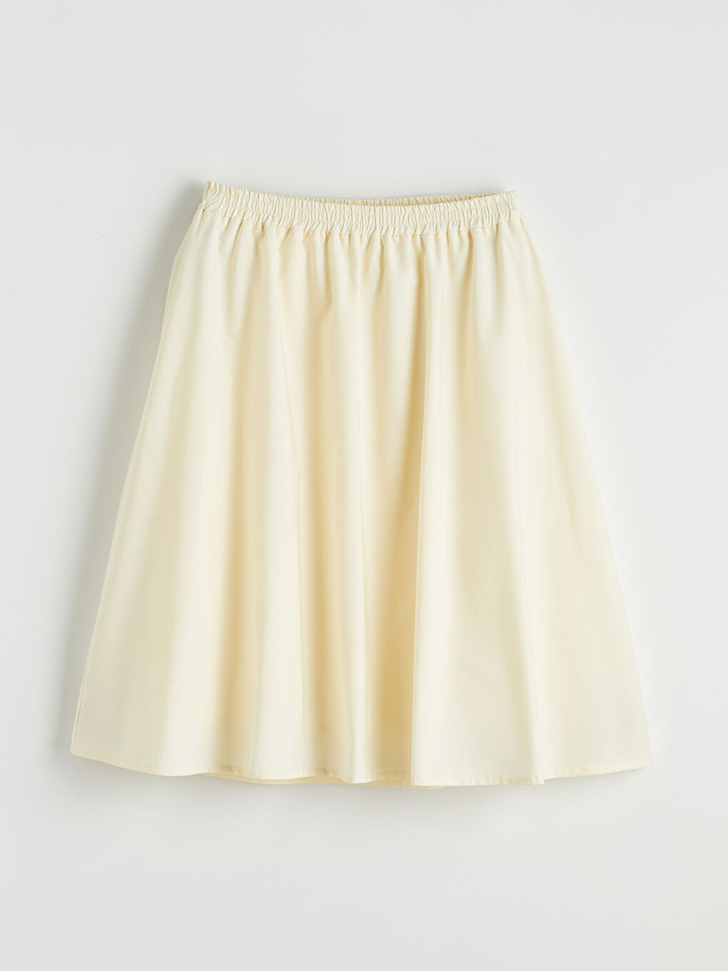 Bej Beli Lastikli Kız Çocuk Kloş Etek-1