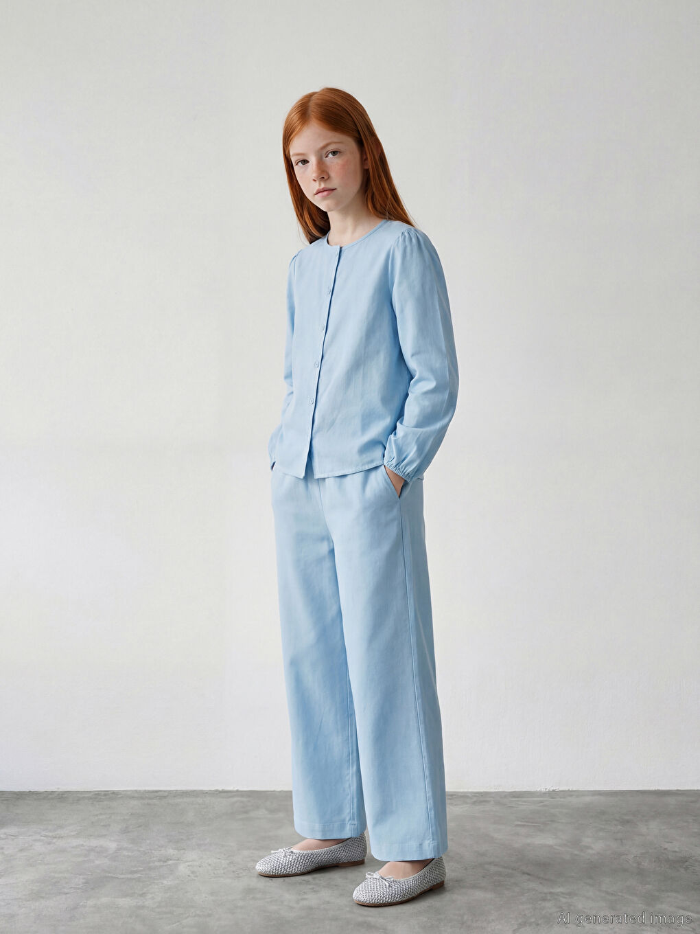 Mavi Bisiklet Yaka Kız Çocuk Poplin Gömlek-1