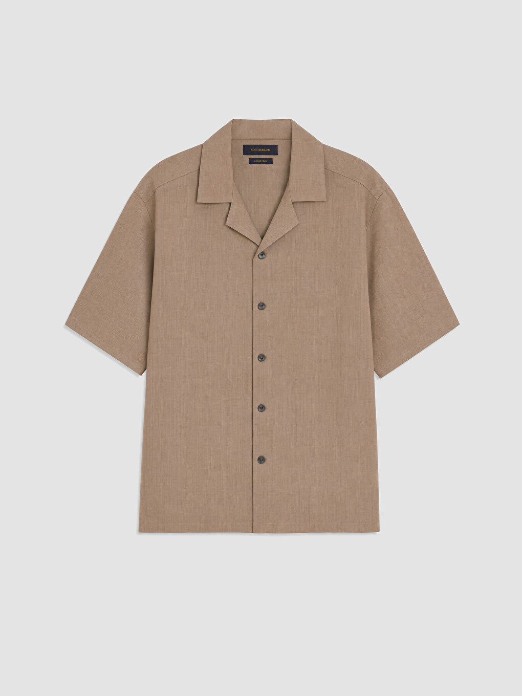 Bej Loose Fit %100 Keten Erkek Gömlek-4